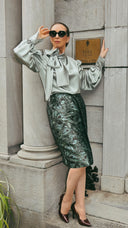 Fluid Satin Tie Blouse