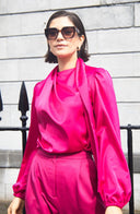 Fluid Satin Tie Blouse