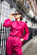 Fluid Satin Tie Blouse